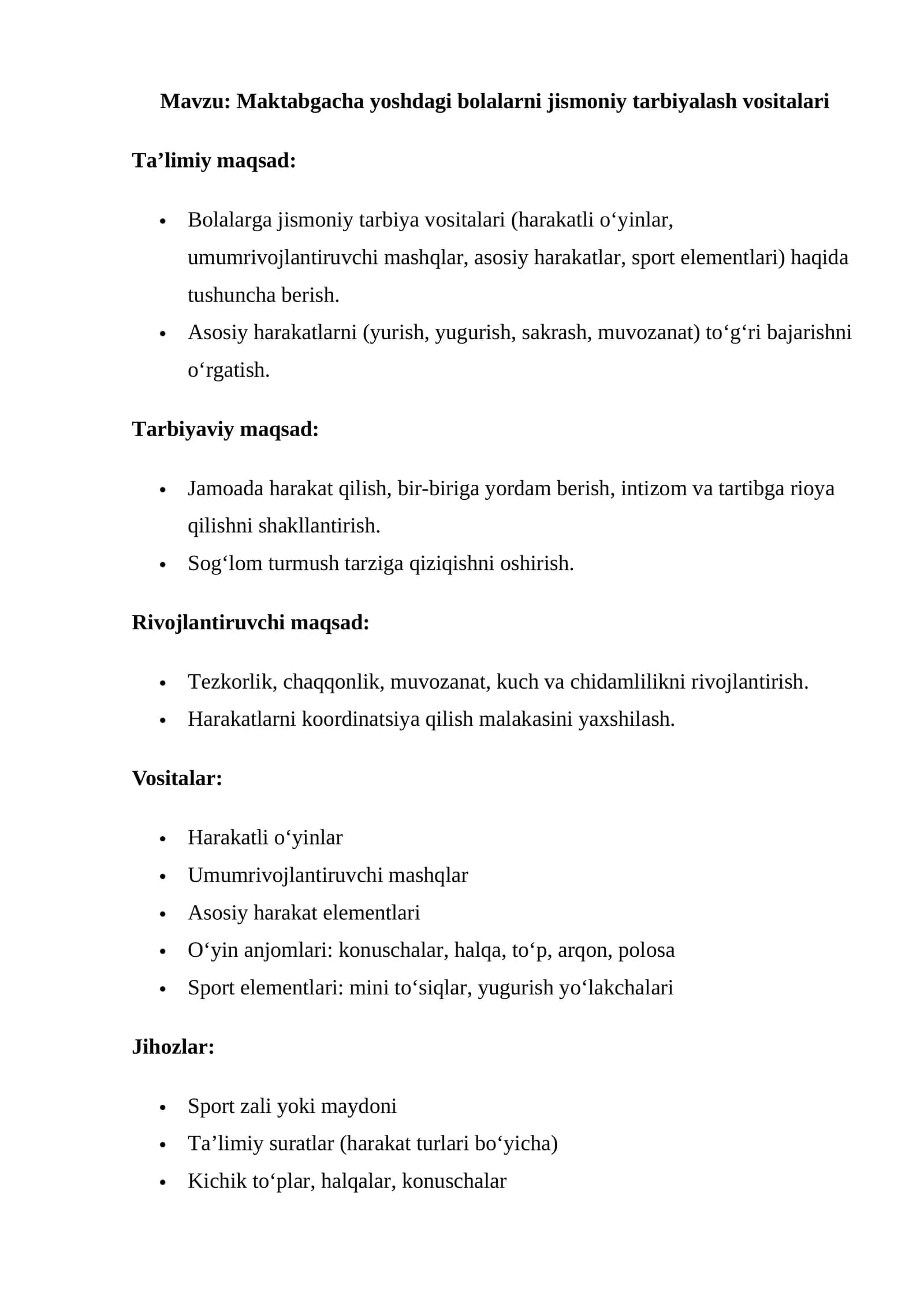 Maktabgacha yoshdagi bolalarni jismoniy tarbiyalash vositalari 1