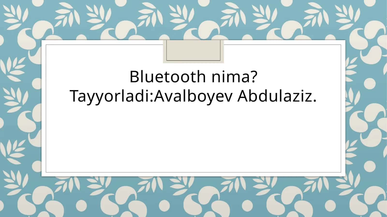 Bluetooth nima? 1