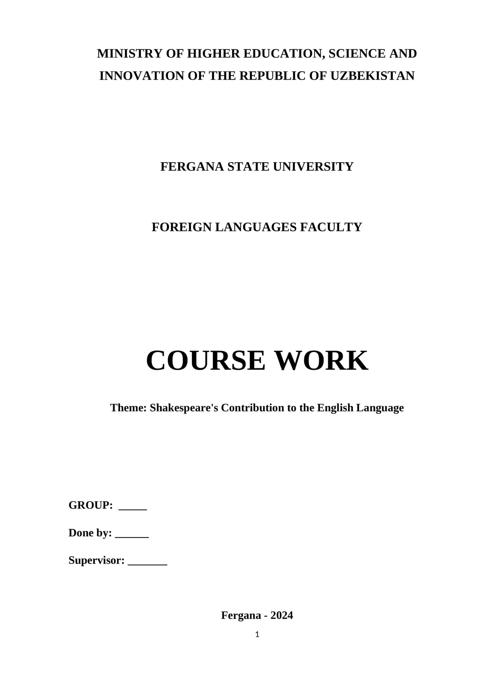 Shakespeare's Contribution to the English Language 1