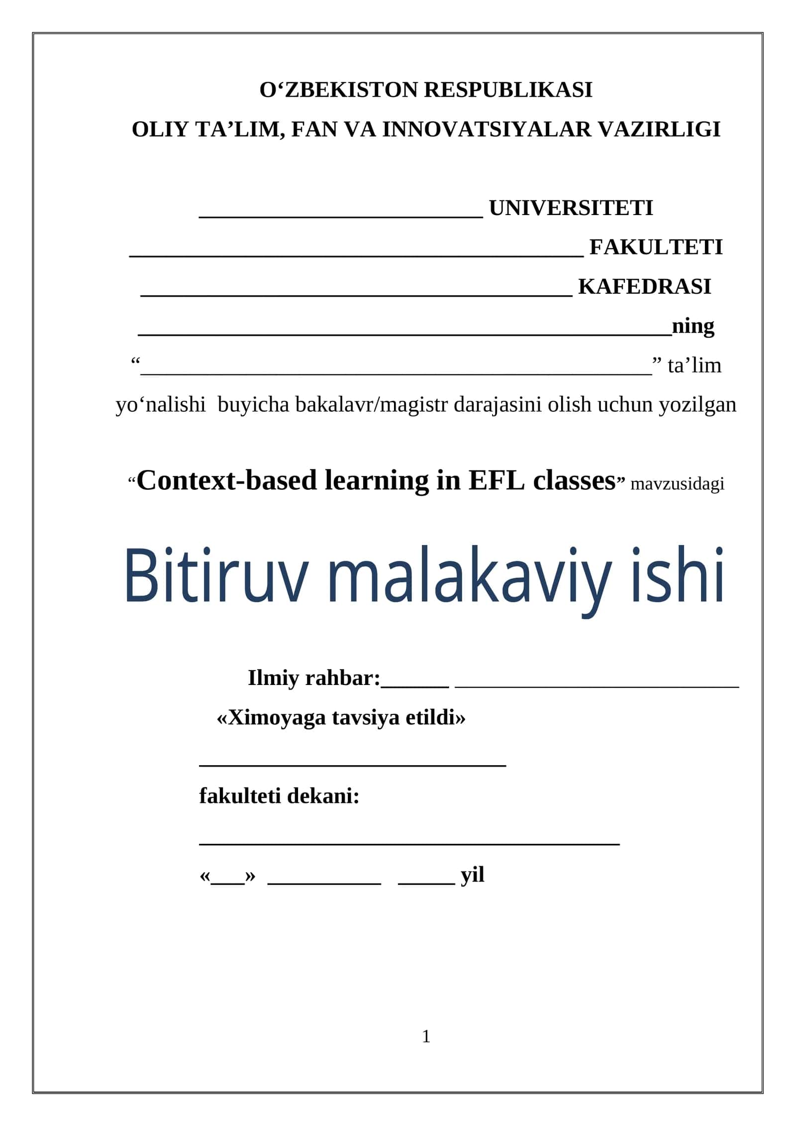 Context-based learning in EFL classes 1