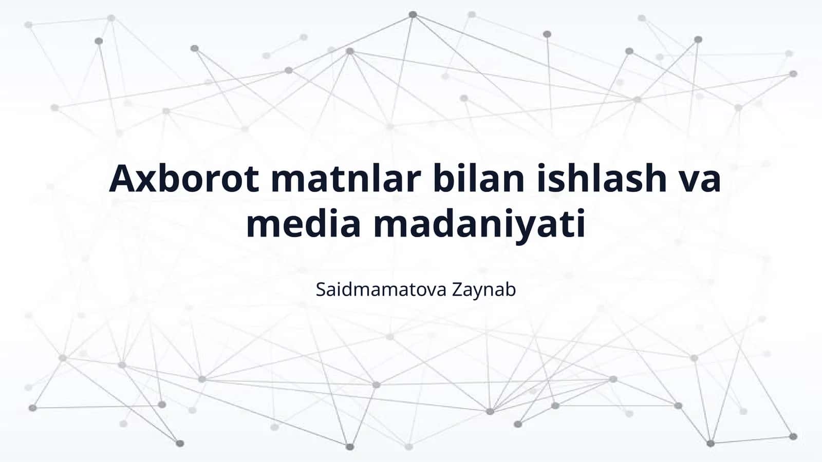 Axborot matnlar bilan ishlash va media madaniyati 1