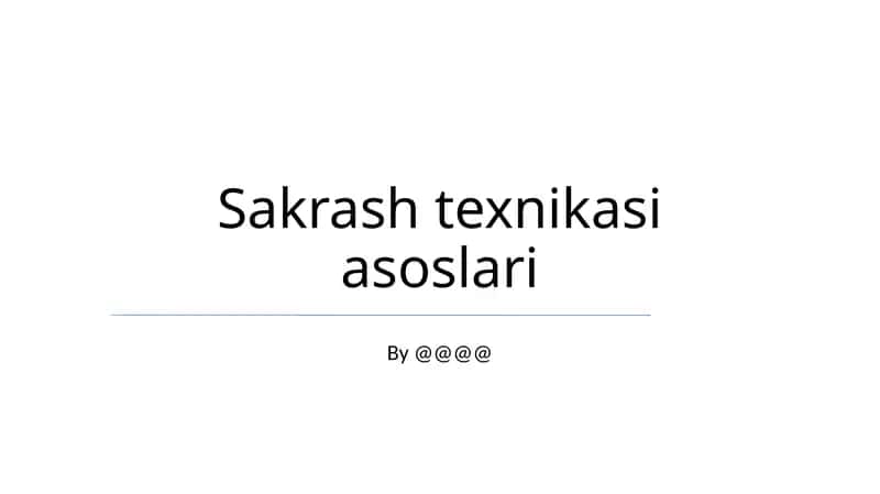 Sakrash Texnikasi Asoslari 1