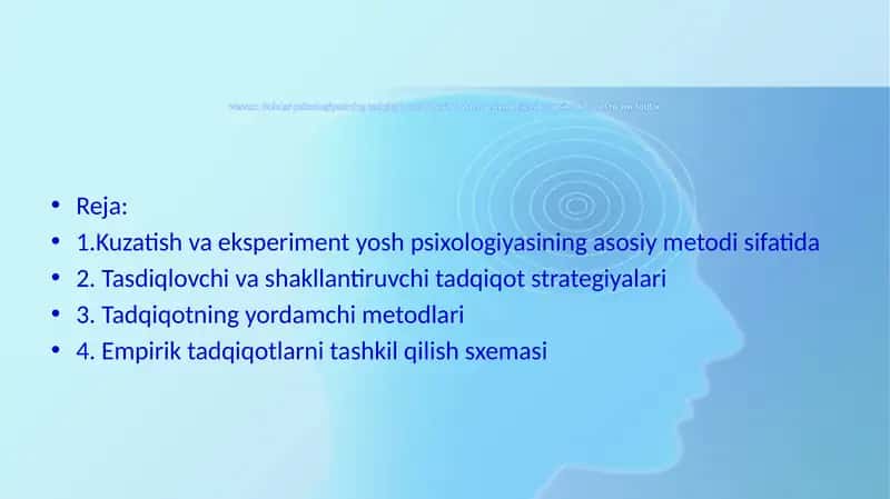 Bolalar psixologiyasining tadqiqot metodlari. Bolalar psixologiyasi va psixodiagnostik metodlari 1