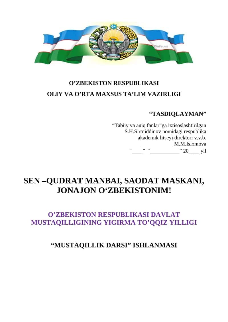 MUSTAQILLIK DARSI 1