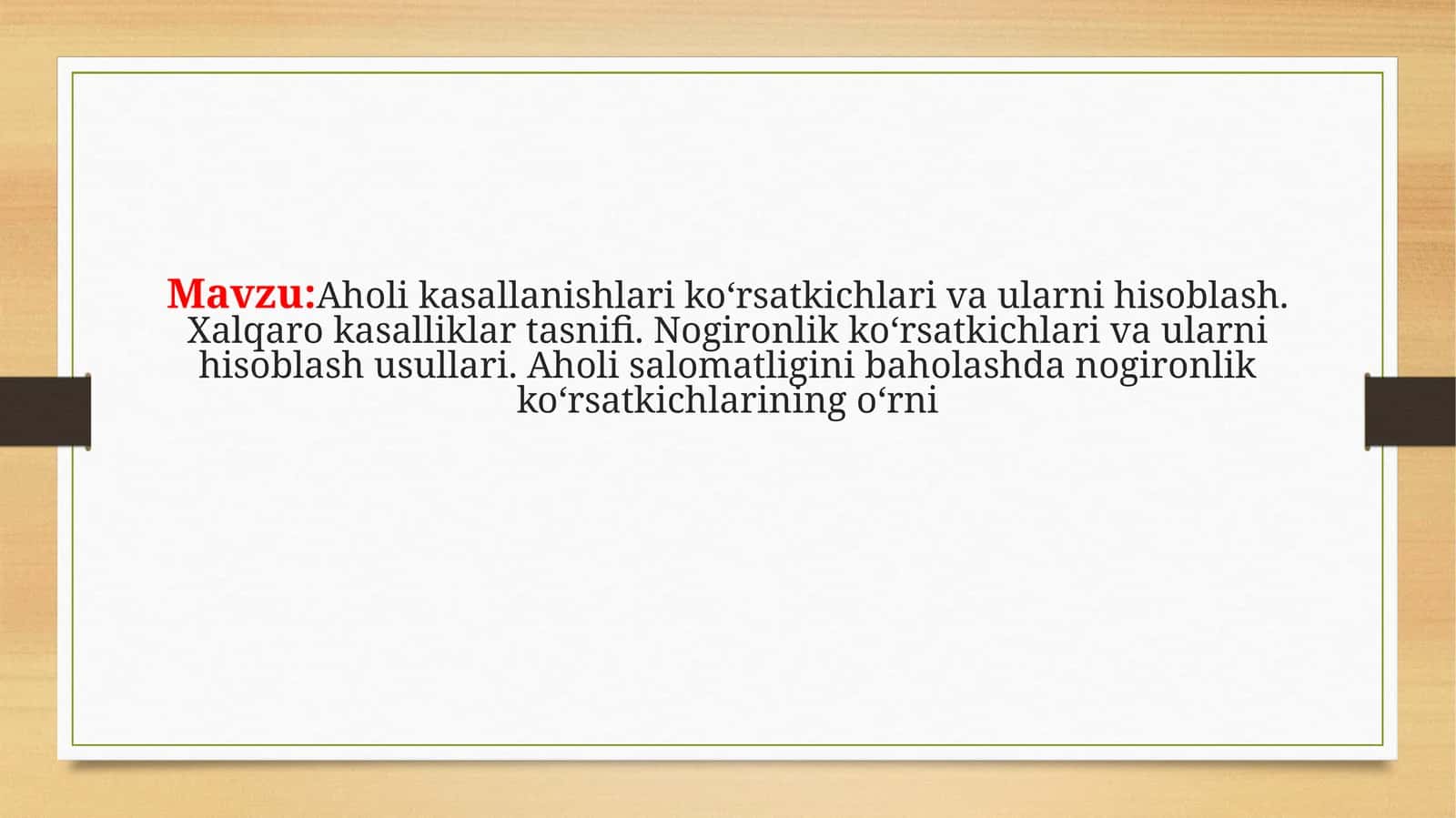 Aholikasallanishlar iko‘rsatkichlari va ularni hisoblash 1