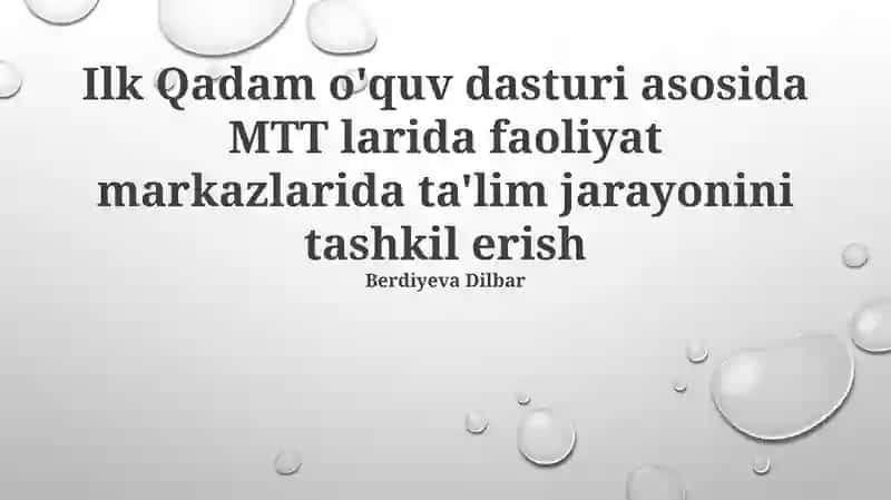 Ilk Qadam o'quv dasturi