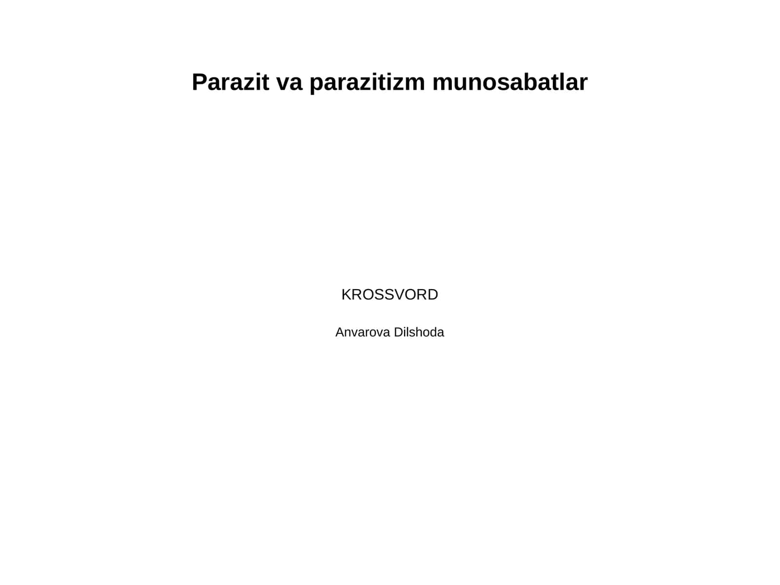 Parazit va parazitizm munosabatlar 1