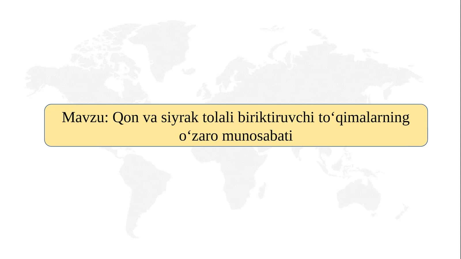 Qon va siyrak tolali biriktiruvchi to‘qimalarning o‘zaro munosabati SLAYD 1
