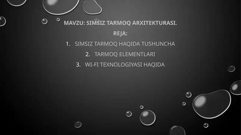 Simsiz tarmoq arxitekturasi 1