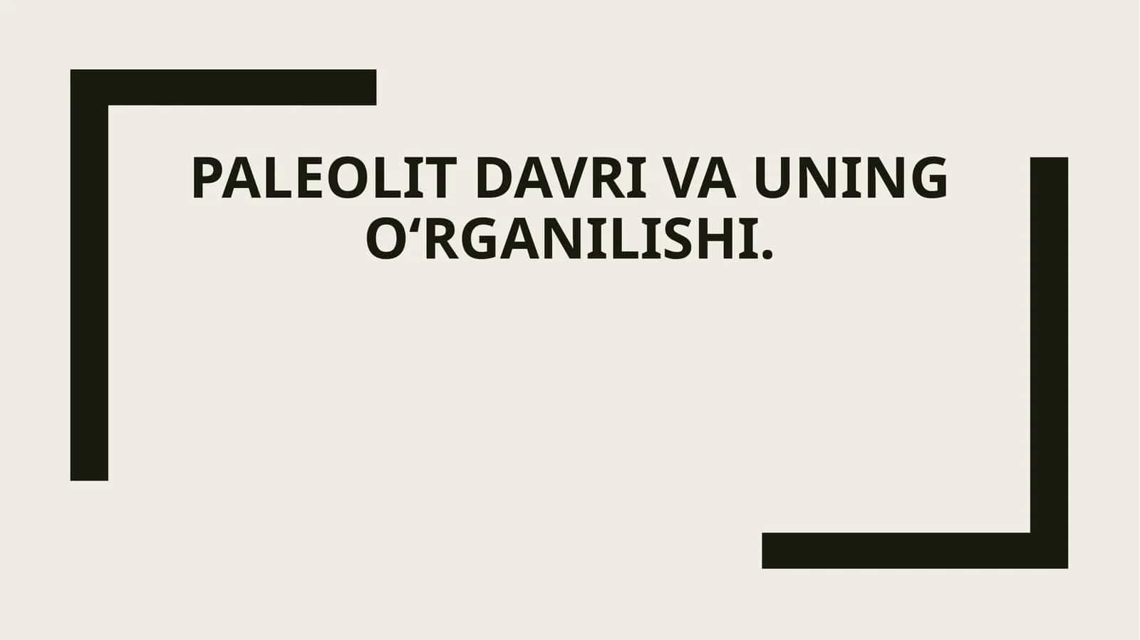Paleolit davri va uning o‘rganilishi 1