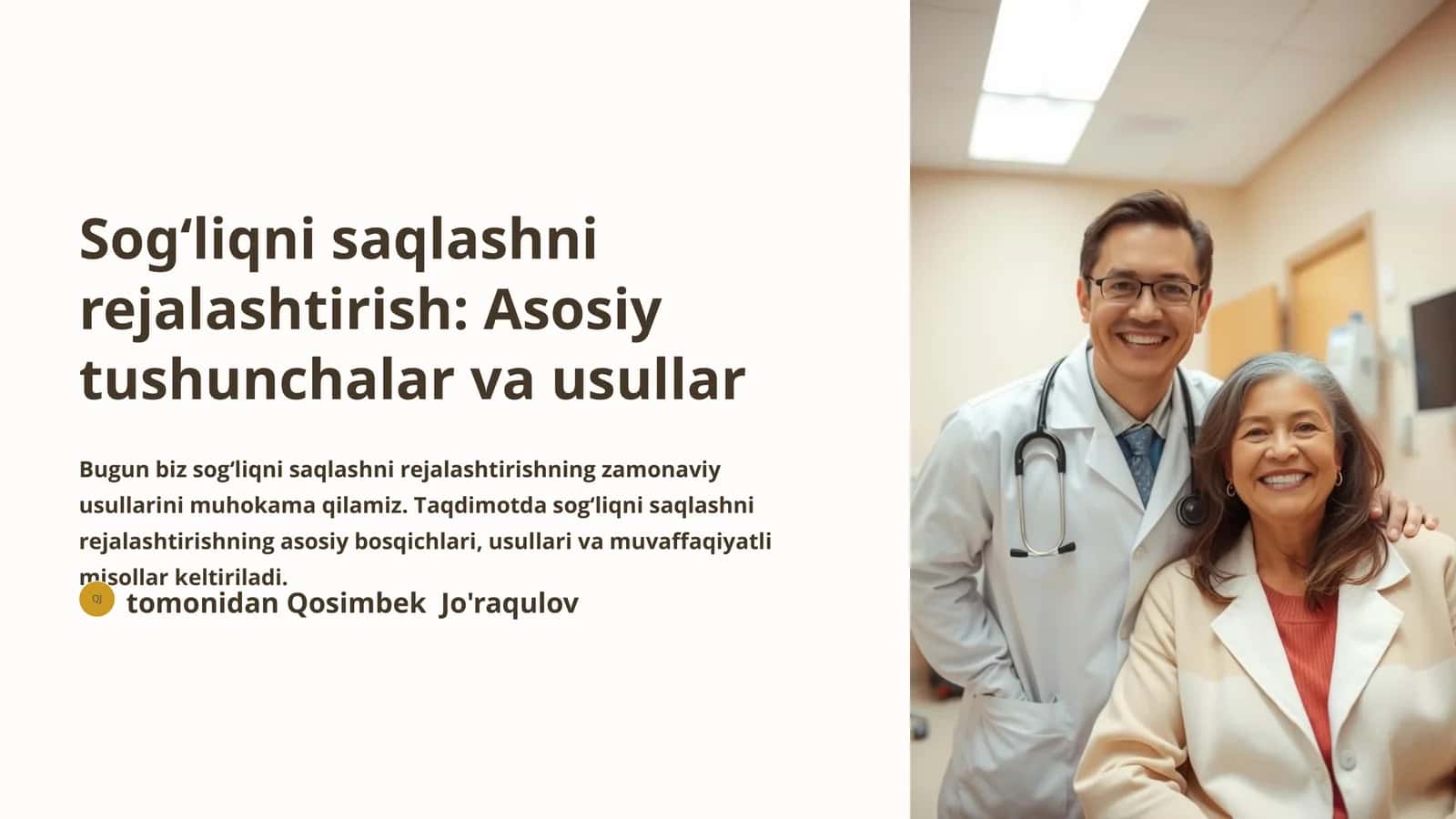 Sog‘liqni saqlashni rejalashtirish: Asosiy tushunchalar va usullar 1