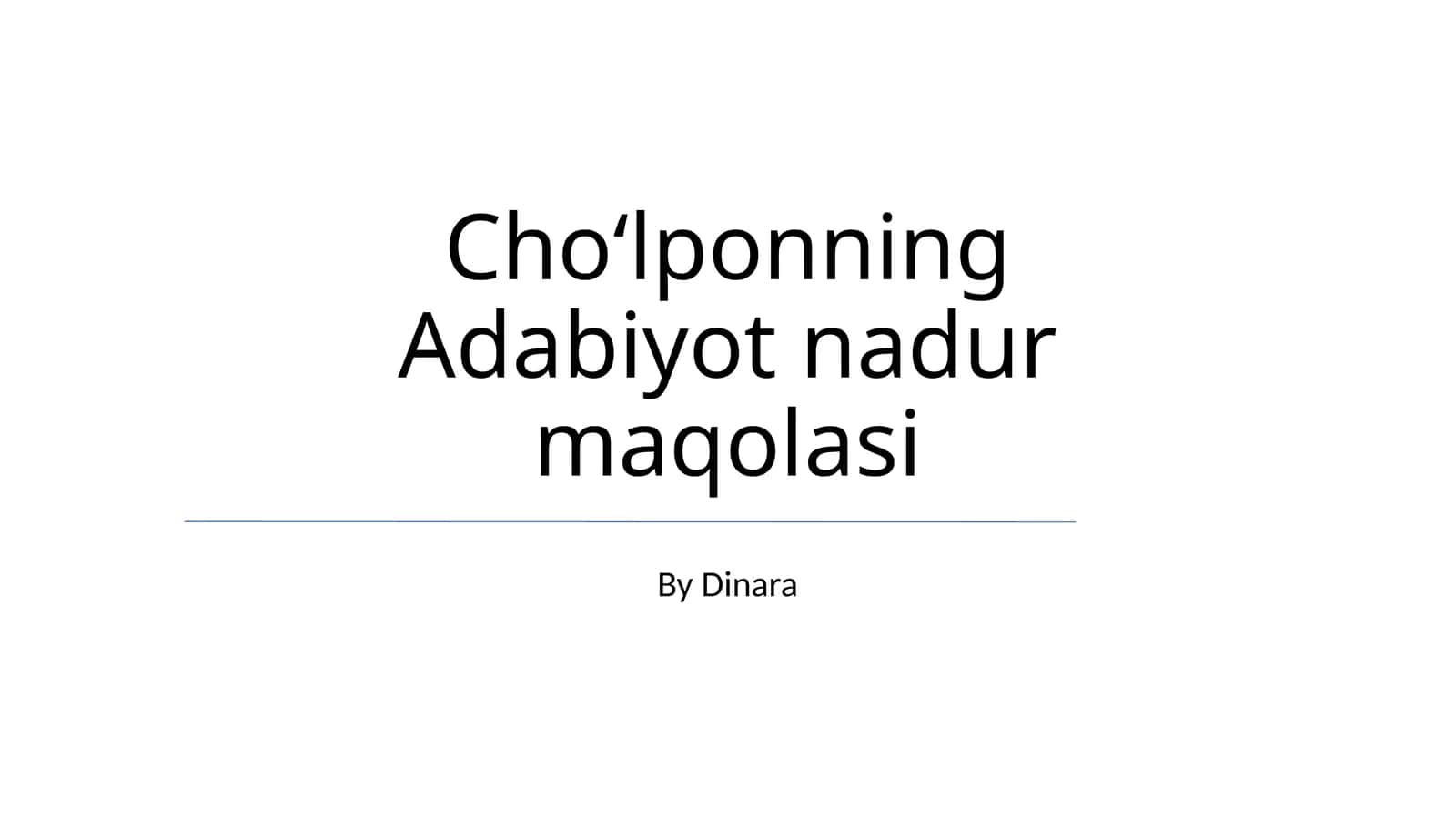 Choʻlponning Adabiyot nadur maqolasi 1