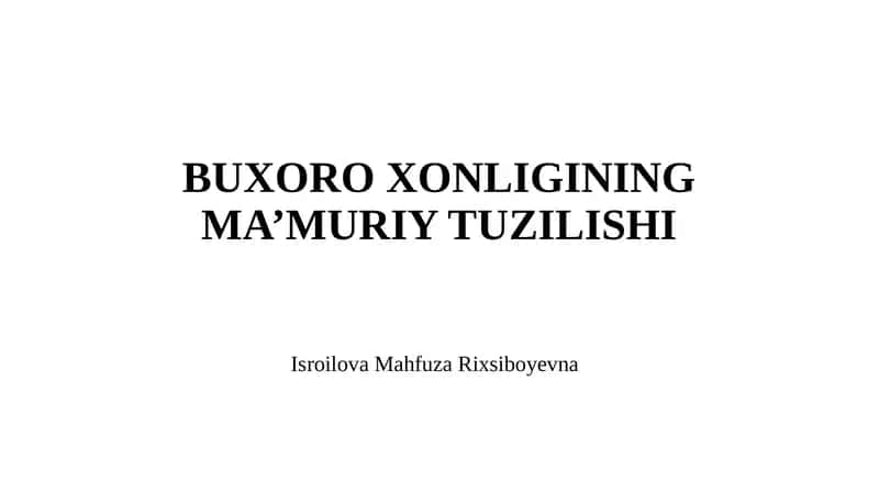 BUXORO XONLIGINING MA’MURIY TUZILISHI 1