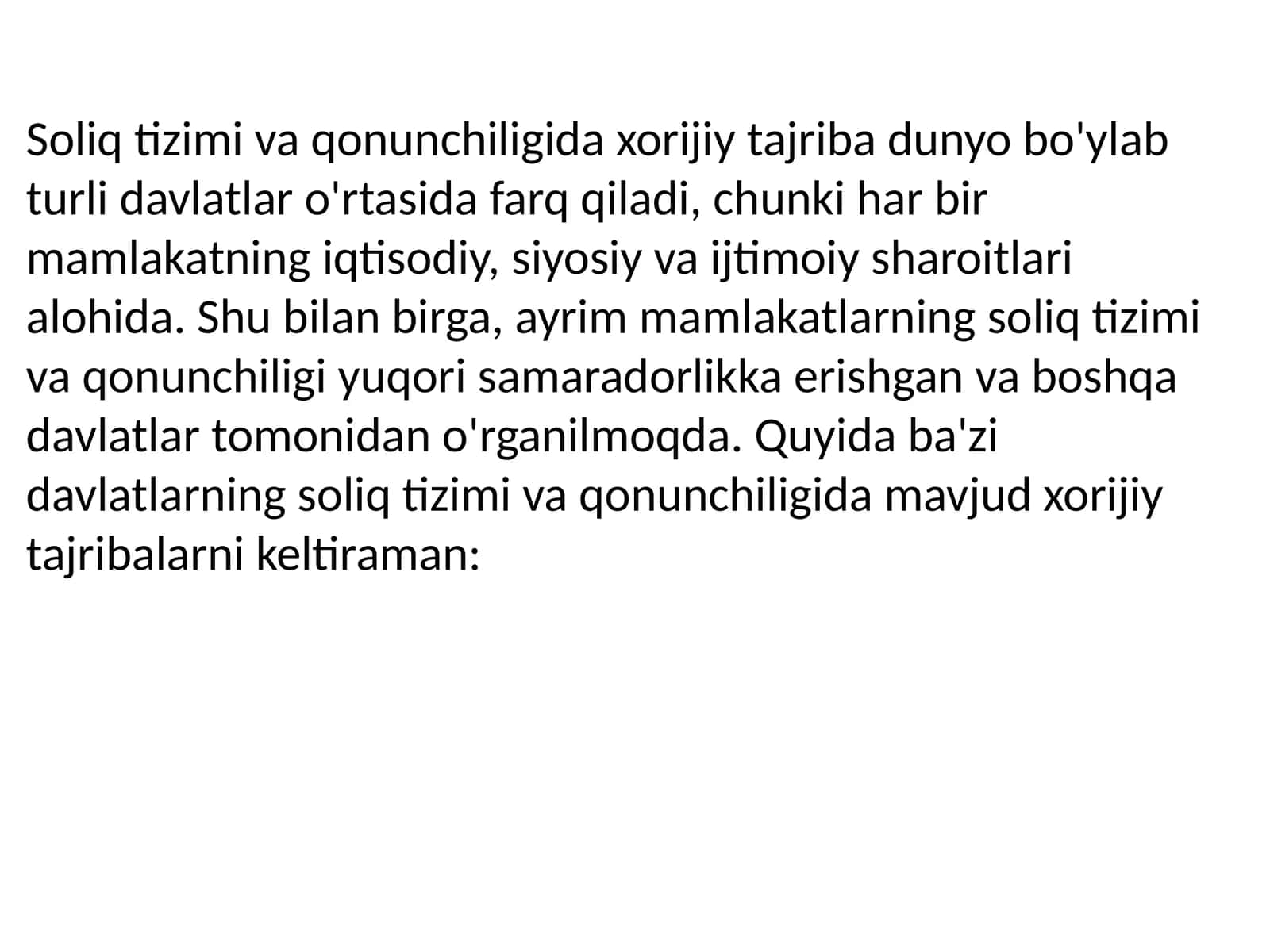 Soliq tizimi va qonunchiligida xorijiy tajriba 1
