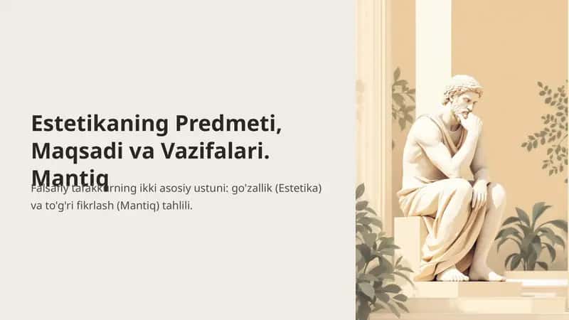 Estetikaning predmeti, maqsadi va vazifalari 1