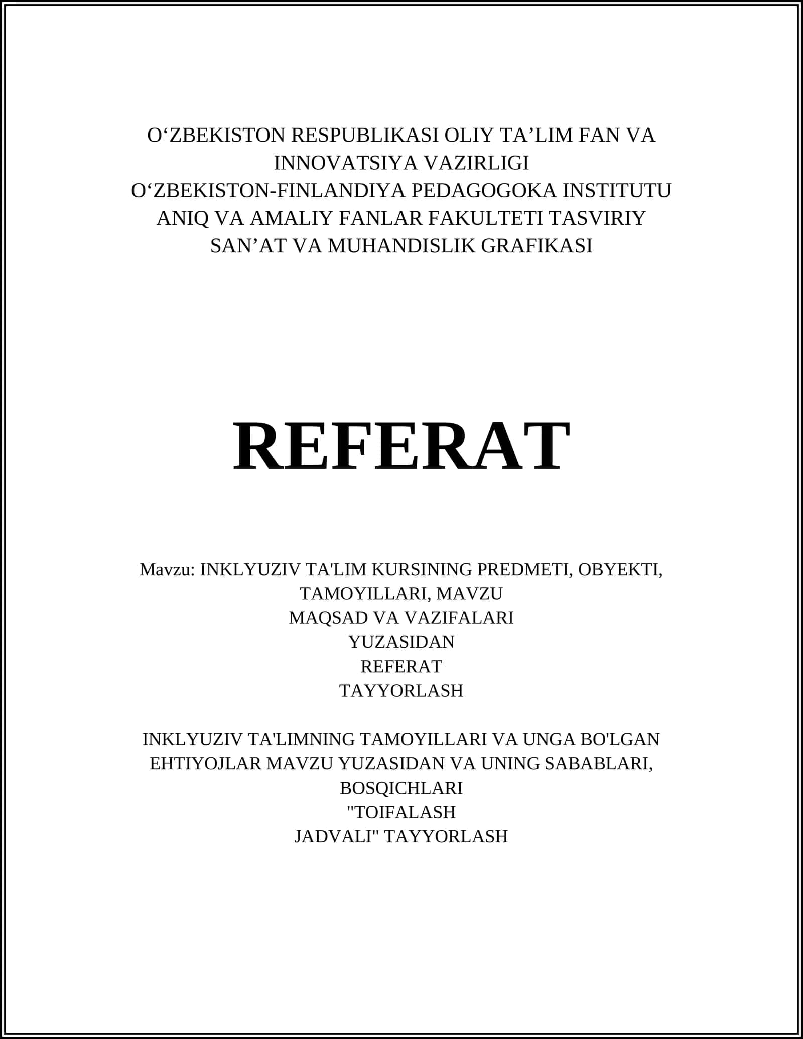 INKLYUZIV TA'LIM KURSI 1