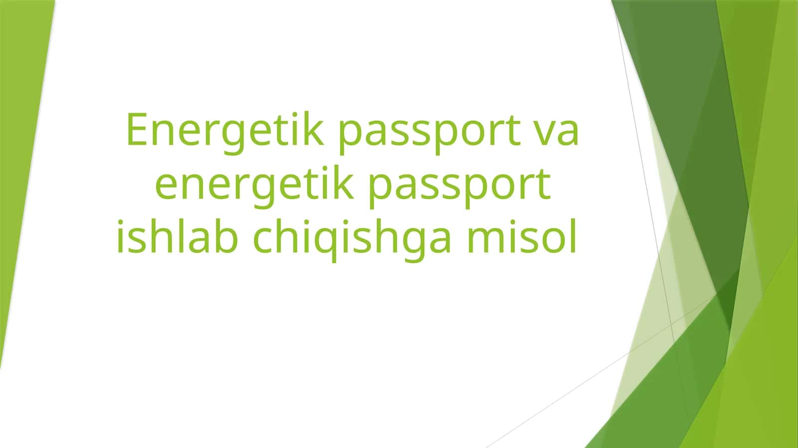 Energetik passport va energetik passport ishlab chiqishga misol 1