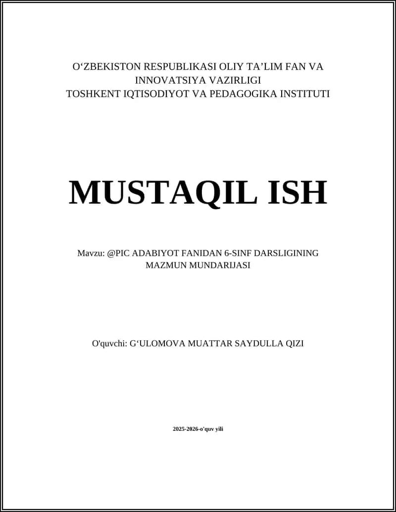 @PIC ADABIYOT FANIDAN 6-SINF DARSLIGINING MAZMUNI 1