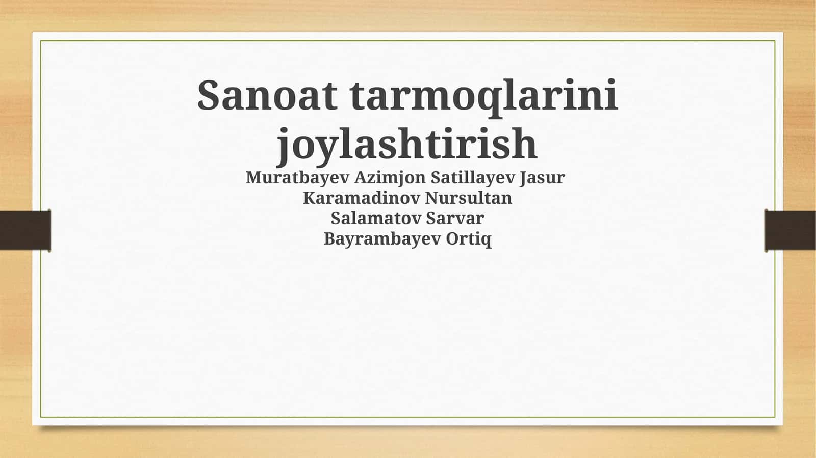 Sanoat tarmoqlarini joylashtirish 1