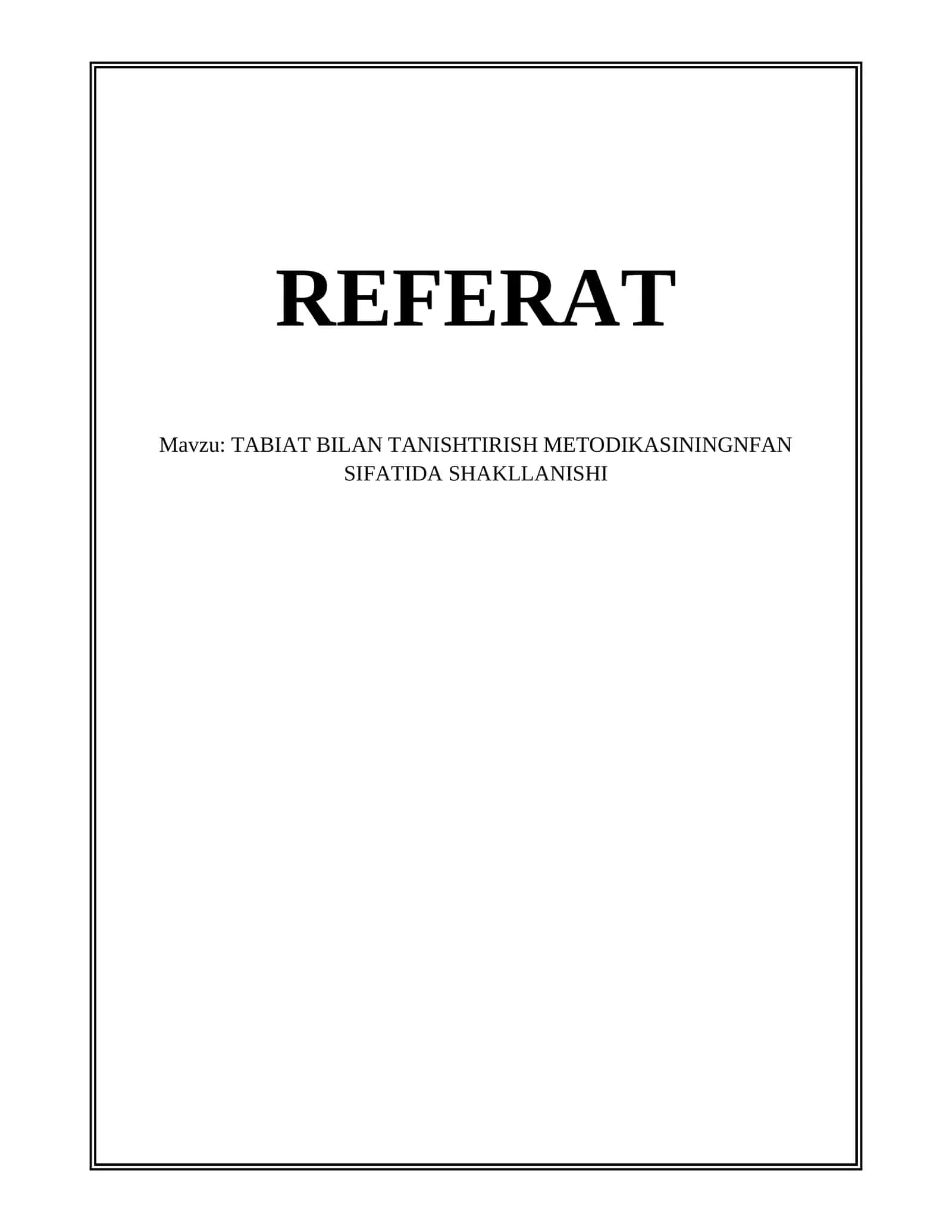 TABIAT BILAN TANISHTIRISH METODIKASI 1
