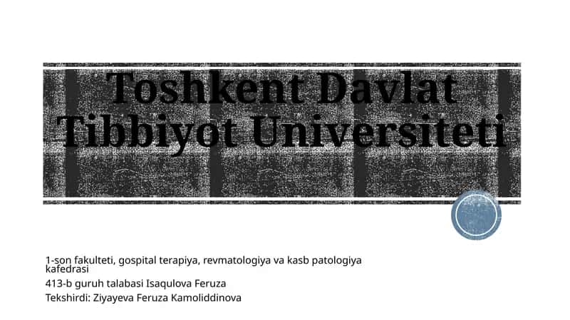 Toshkent Davlat Tibbiyot Universiteti 1