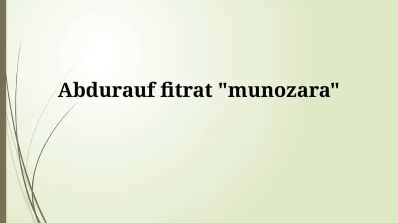 Abdurauf fitrat "munozara" 1
