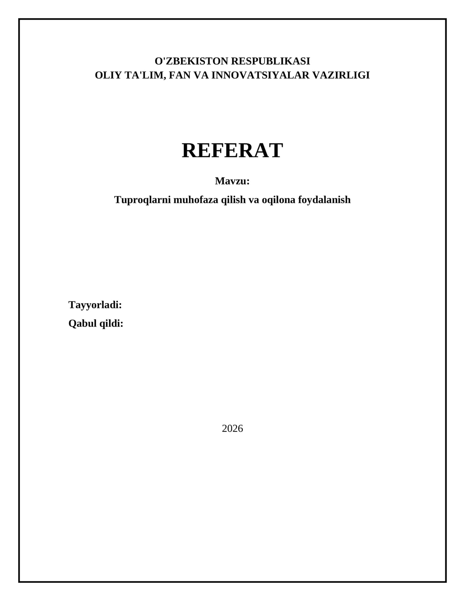 Tuproqlarni muhofaza qilish va oqilona foydalanish 1