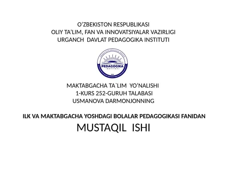 Maktabgacha yoshdagi bolalarda ertaklar asosida axloqiy sifatlarni tarbiyalash. 1