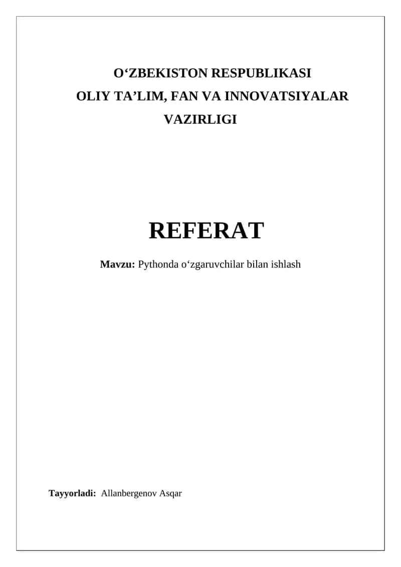 Pythonda o‘zgaruvchilar bilan ishlash 1