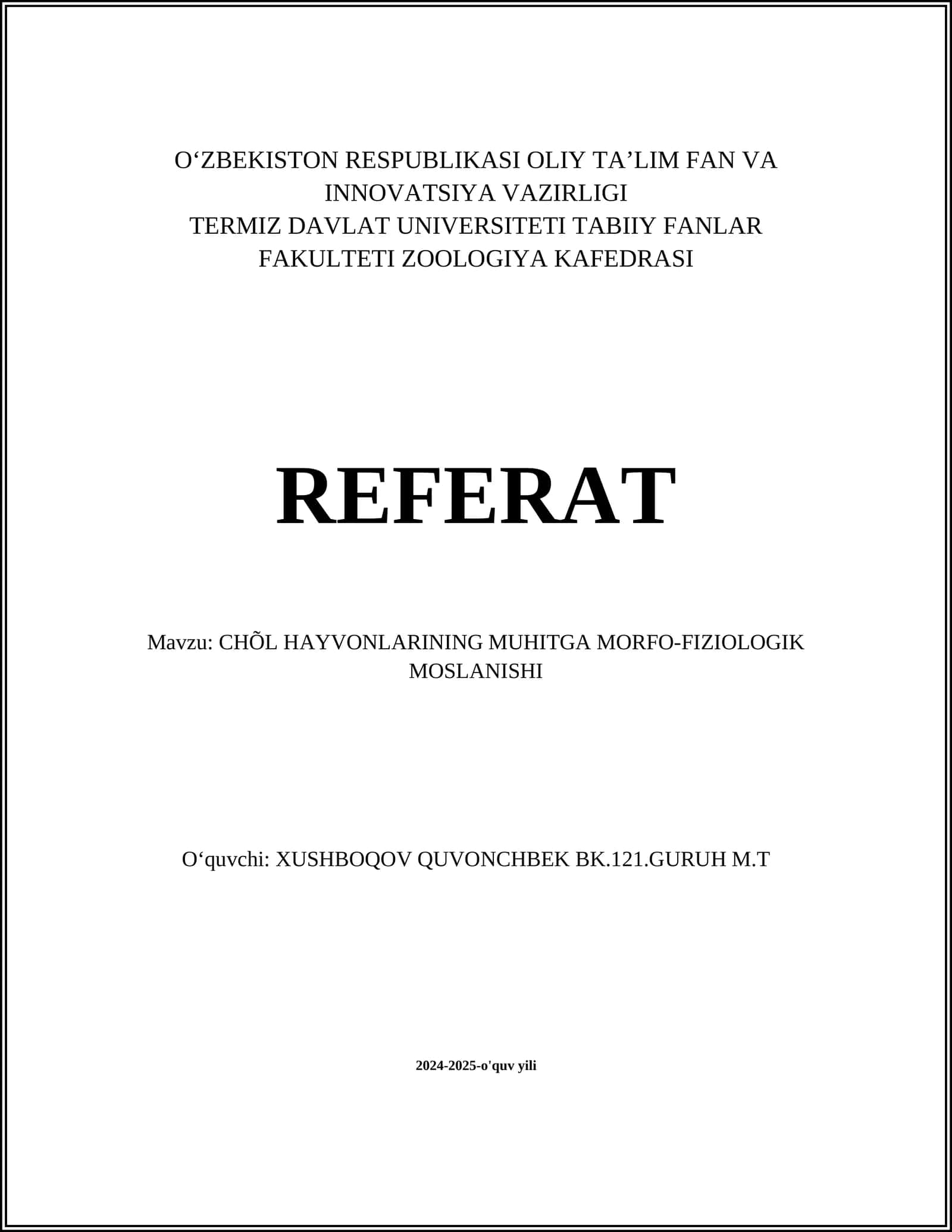 Muhitga Morfo-fiziologik Moslanishi 1