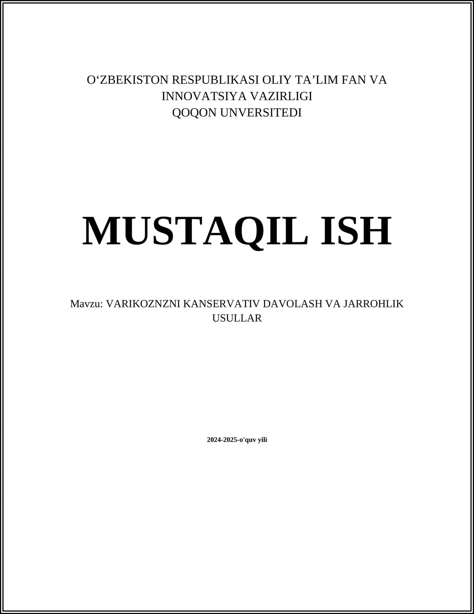 VARIKOZNZNI KANSERVATIV DAVOLASH VA JARROHLIK USULLAR 1