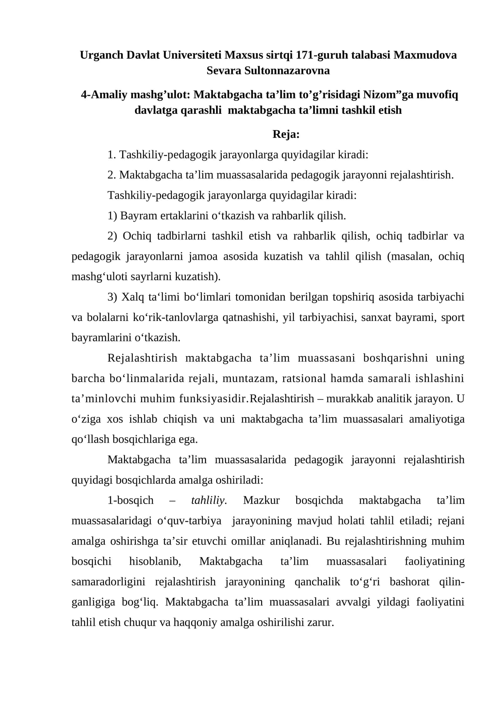 Maktabgacha ta'lim to'g'risidagi Nizom 1