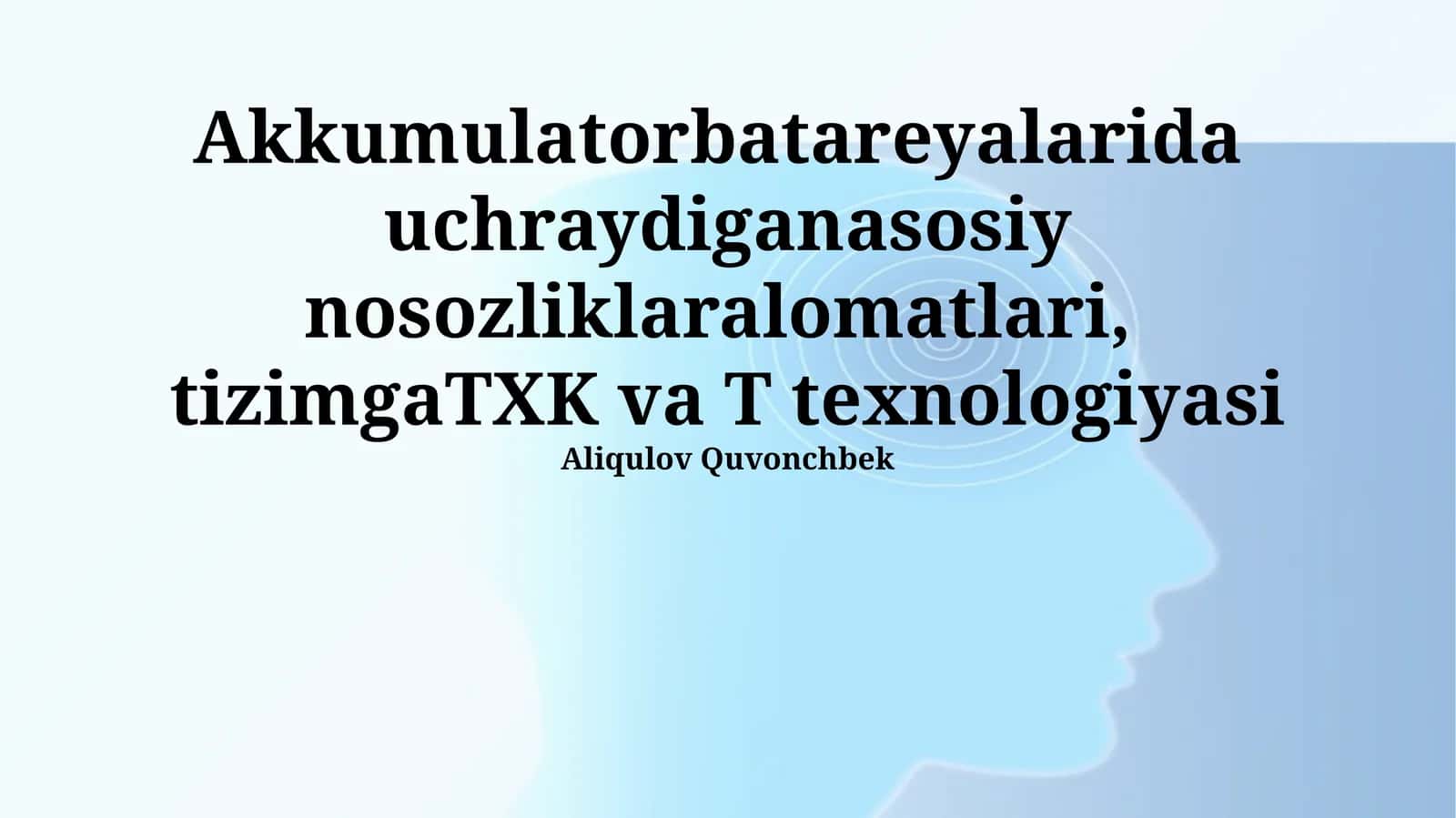 Akkumulyator batareyalarida uchraydigan asosiy nosozliklar alomatlari, tizimga TXK va T texnologiyasi 1