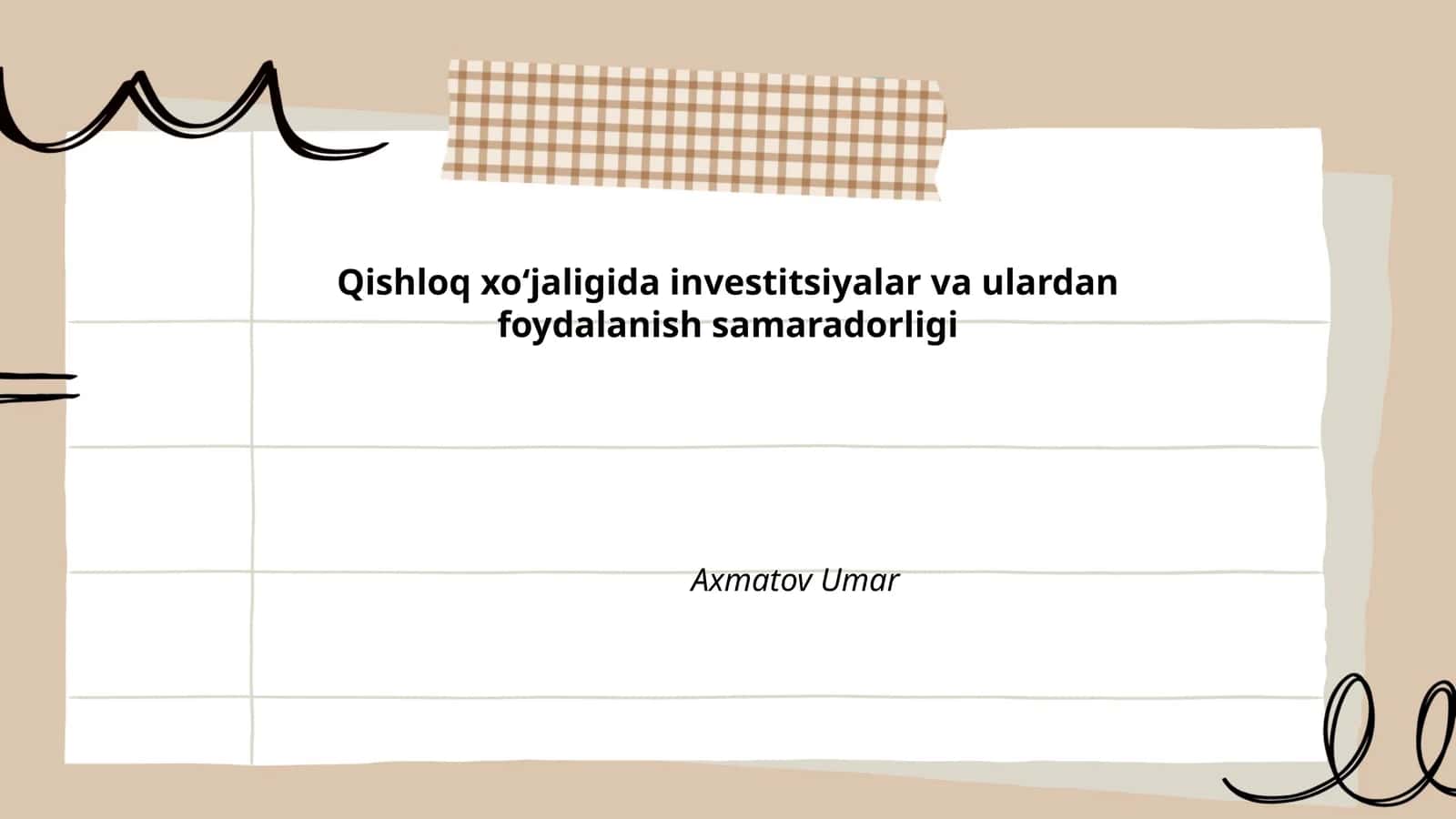 Qishloq xo‘jaligida investitsiyalar va ulardan foydalanish samaradorligi 1