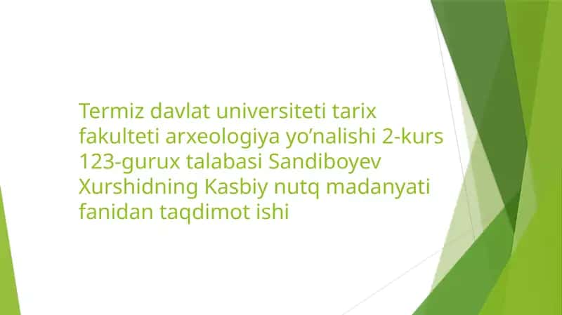 Kasbiy Nutq Madaniyati Fan Taqdimotishi 1