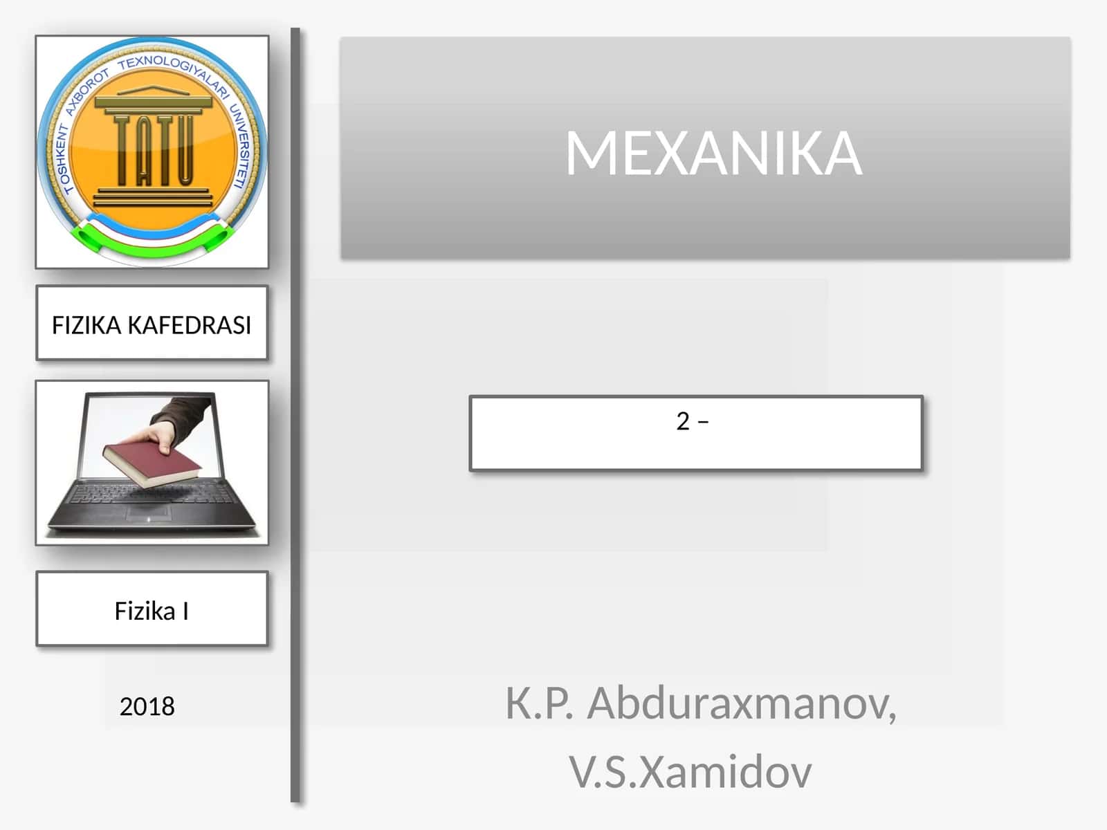 Fizika I Ma’ruzarejasi 1