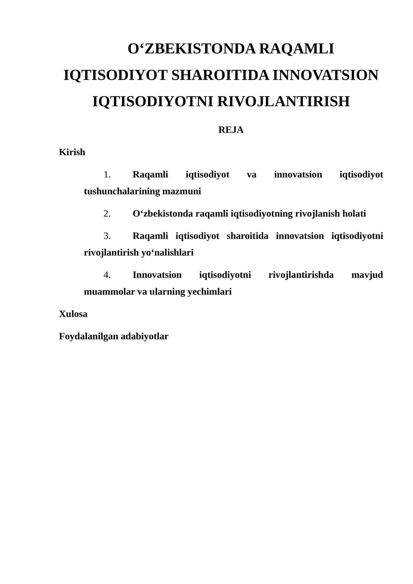 O‘ZBEKISTONDA RAQAMLI IQTISODIYOT SHAROITIDA INNOVATSION IQTISODIYOTNI RIVOJLANTIRISH 1