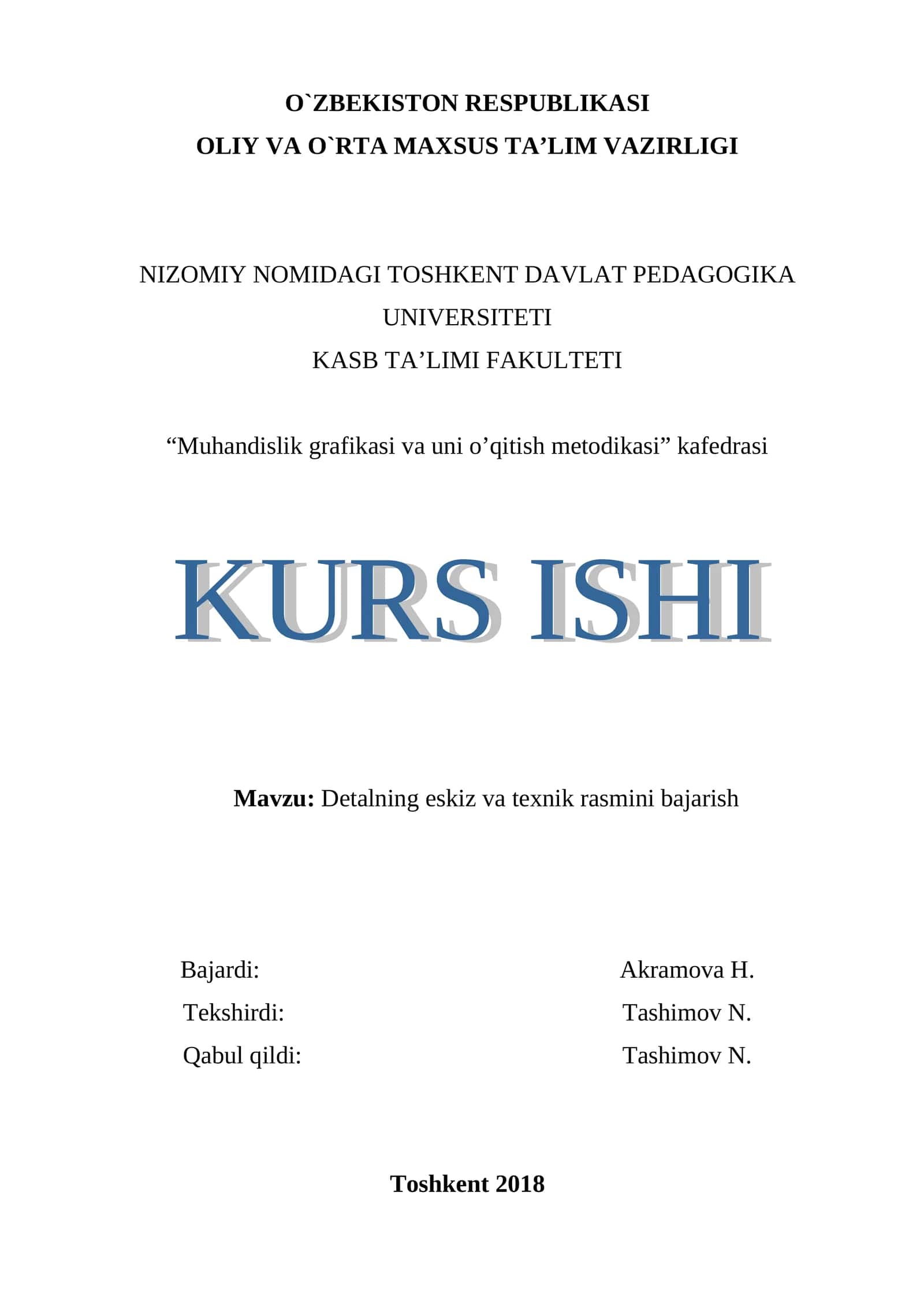 Detalning eskiz va texnik rasmini bajarish 1