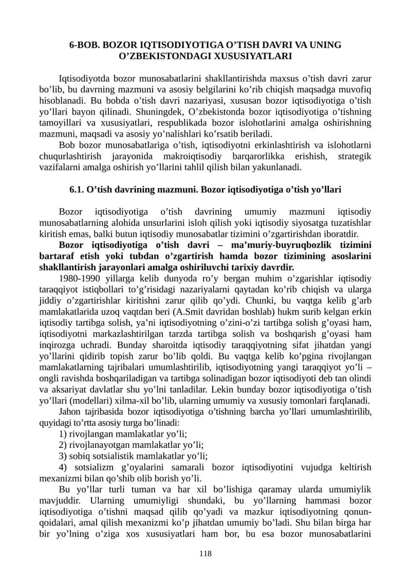 BOB. BOZOR IQTISODIYOTIGA O’TISH DAVRI VA UNING O’ZBЕKISTONDAGI XUSUSIYATLARI 1