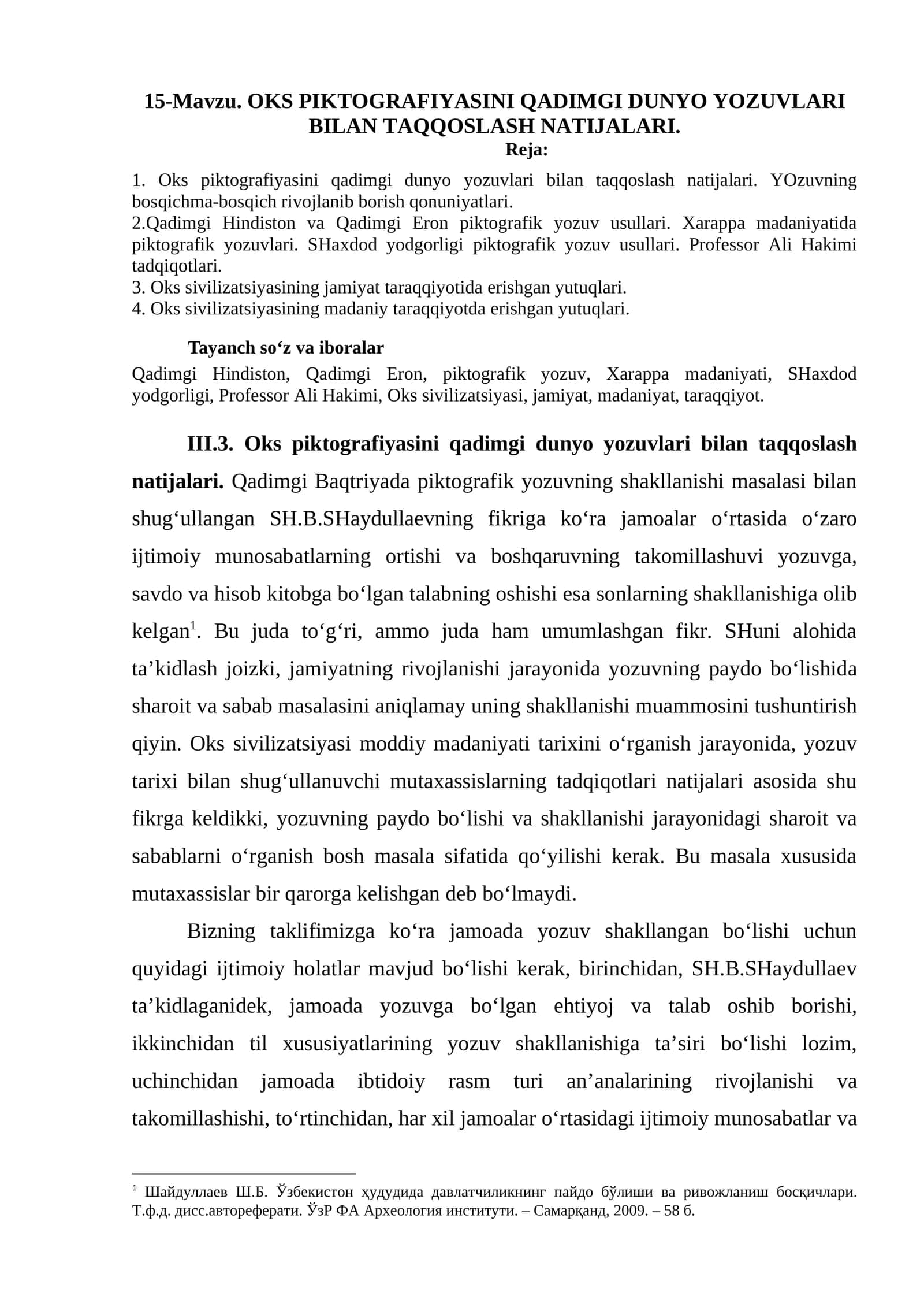 Oks piktografiyasini qadimgi dunyo yozuvlari bilan taqqoslash natijalari 1