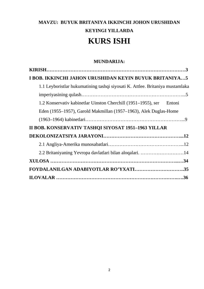 BUYUK BRITANIYA IKKINCHI JOHON URUSHIDAN KEYINGI YILLARDA 1
