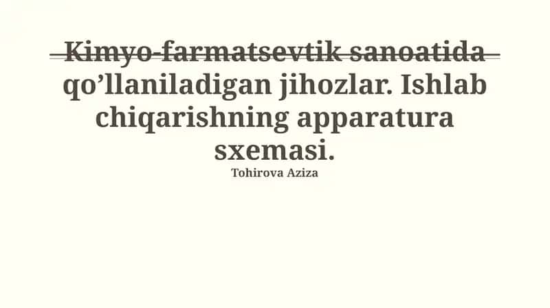 Kimyo-farmatsevtika sanoatida qo'llaniladigan uskunalar 1