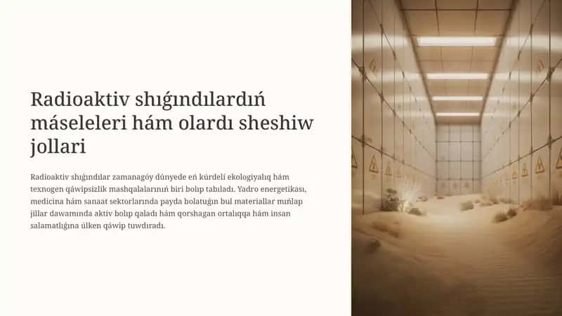 Radioaktiv shıǵındılardıń máseleleri hám olardı sheshiw jollari 1