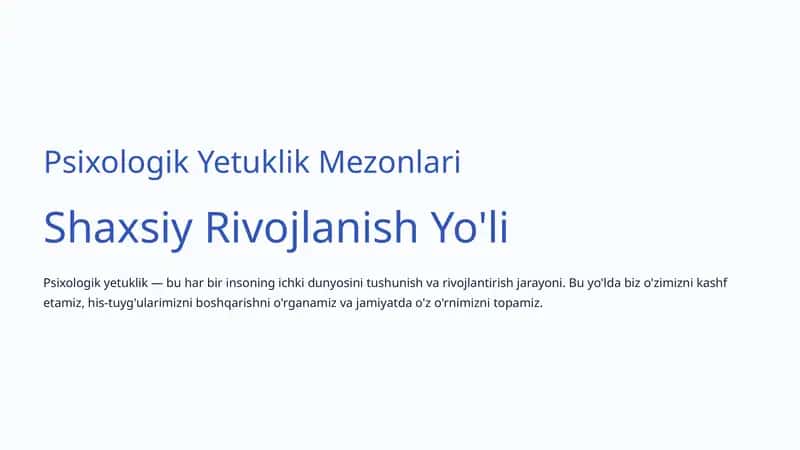 Psixologik Yetuklik Mezonlari 1