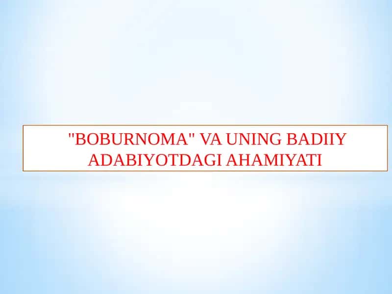 Boburnoma 1
