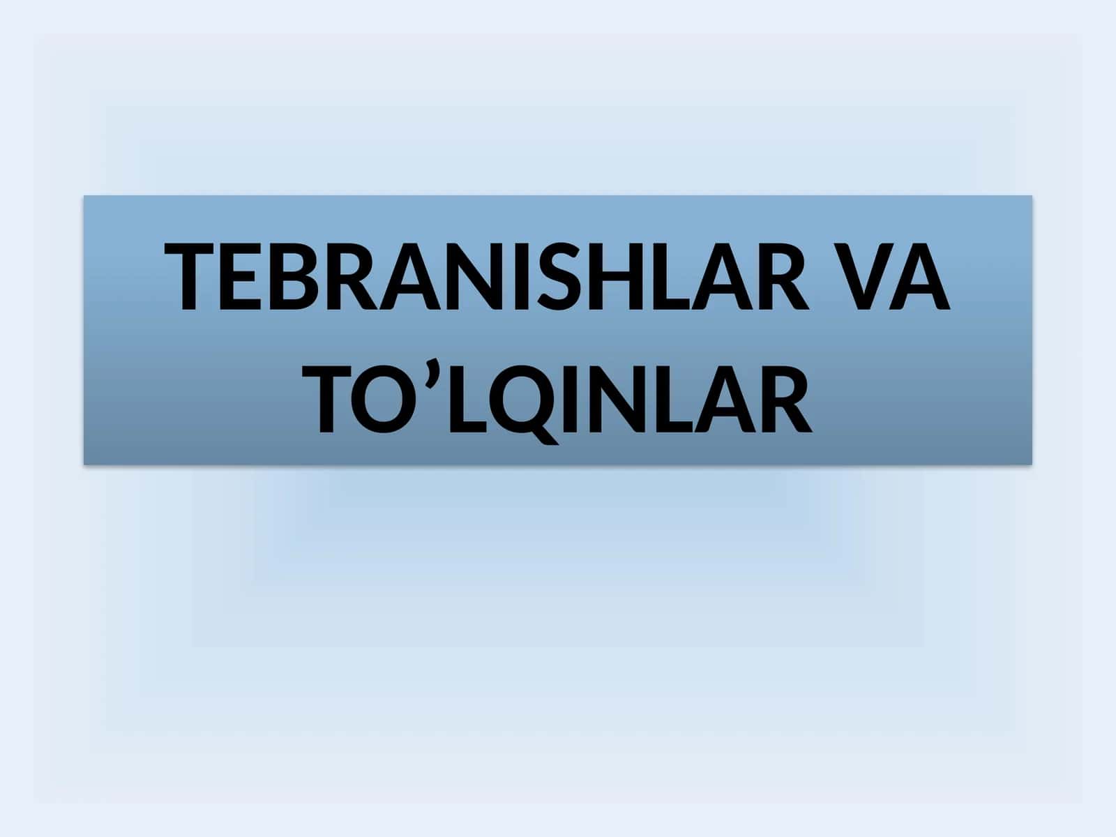Tebranishlar va To’lqinlar 1