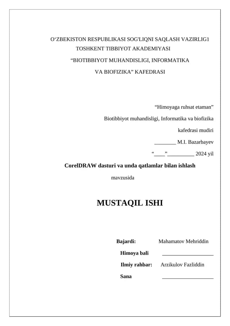 CorelDRAW dasturi va unda qatlamlar bilan ishlash 1