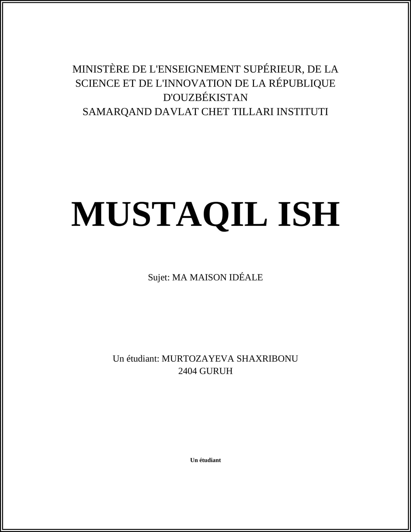 MA MAISON IDÉALE 1
