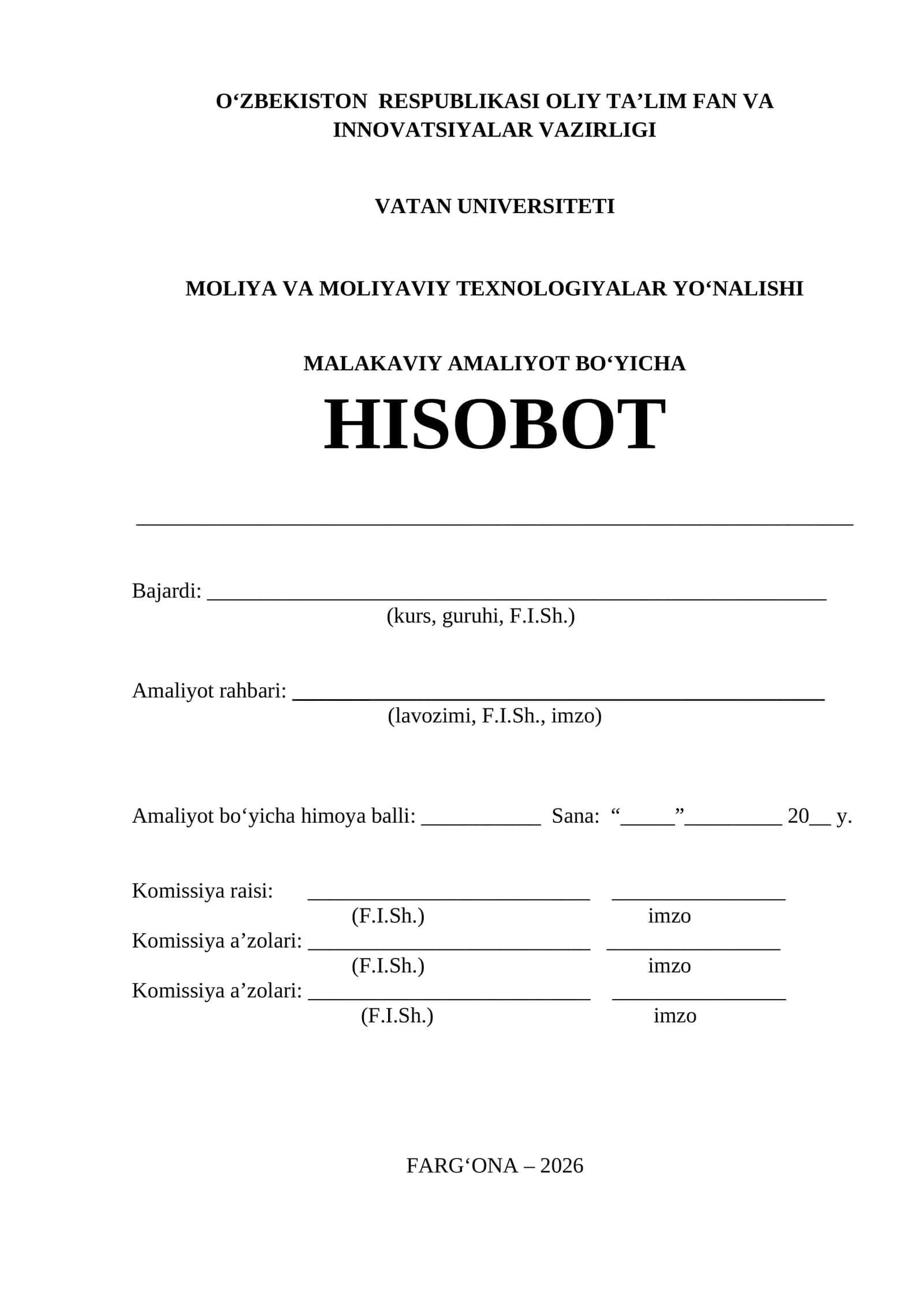 "Woolontex" MCHJ boyicha amaliyot hisoboti. (korxona to‘qimachilik va ipakchilik sohasi) 1