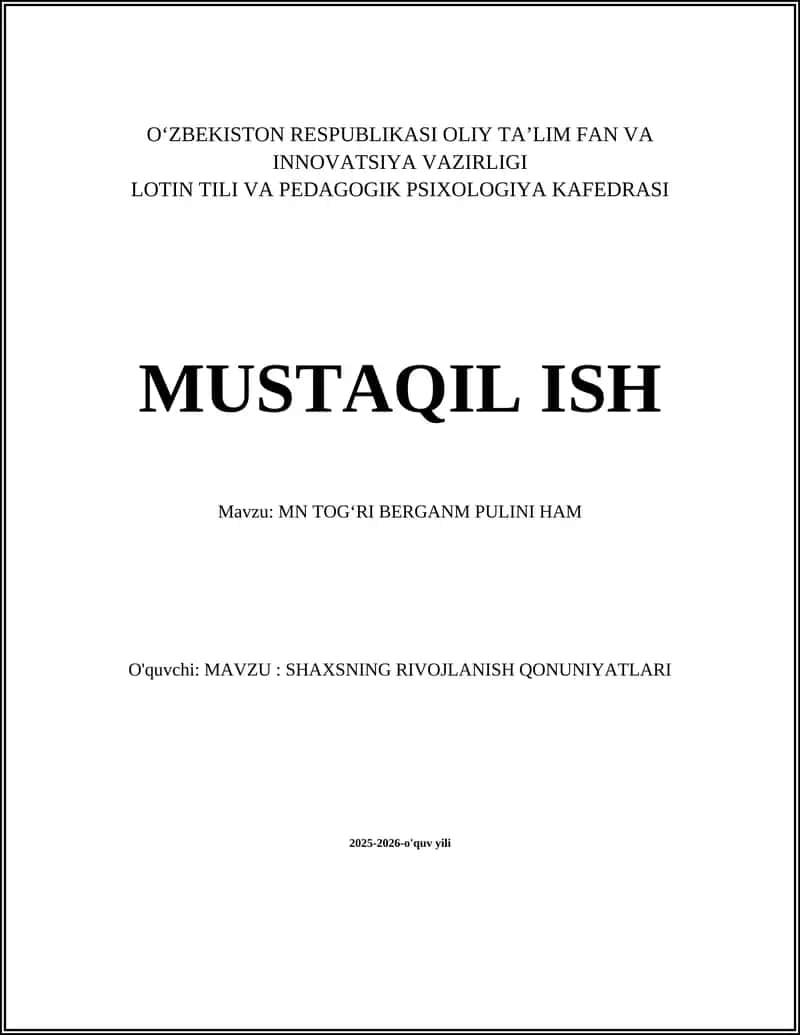 MN TOG'RI BERGANM PULINI HAM 1